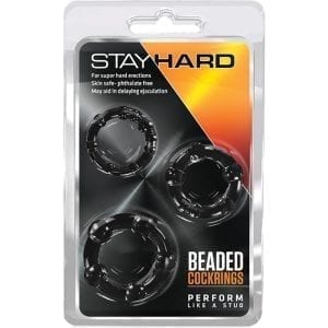 Stay Hard Beaded Cockrings-Black (3 Pack) - BN00015