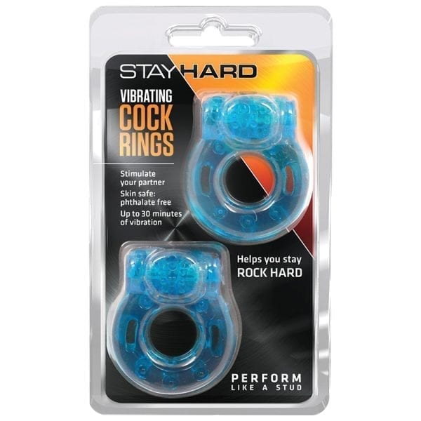 Stay Hard Vibrating Cockrings-Blue - BN30402