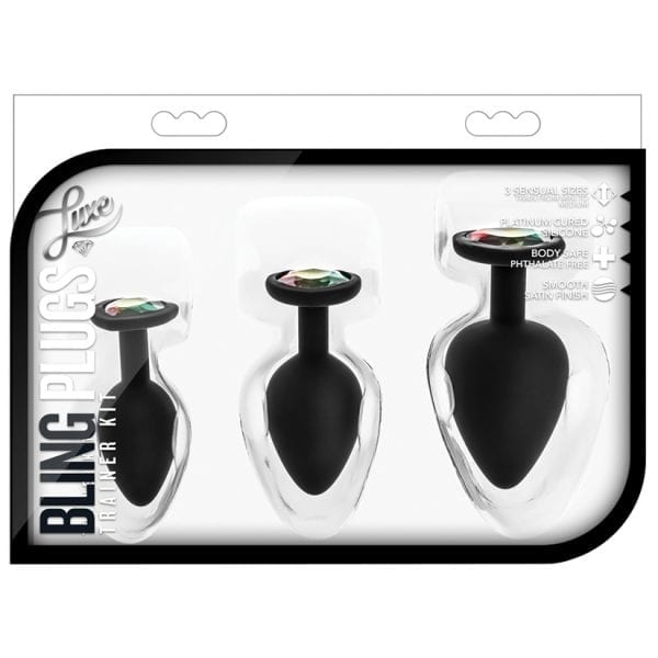 Luxe Bling Plugs Training Kit-Black With Rainbow Gems - BN395815