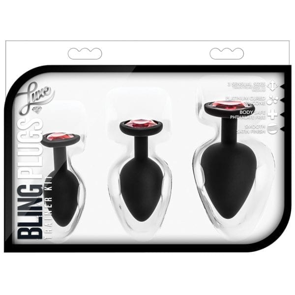 Luxe Bling Plugs Training Kit-Black With Red Gems - BN395825