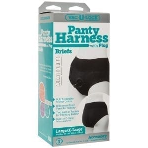 Vac-U-Lock Panty Harness with Plug Briefs-Black L/XL - D1091-04BX
