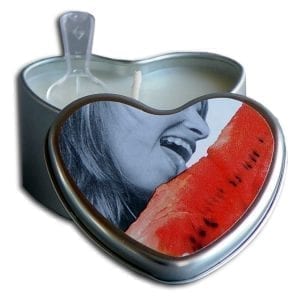 Earthly Body 4-in-1 Edible Heart Candle-Watermelon 4oz - EB1041-00