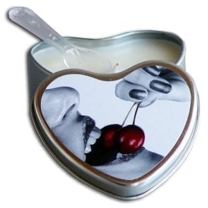 Earthly Body 4-in-1 Edible Heart Candle-Cherry 4oz - EB1041-02