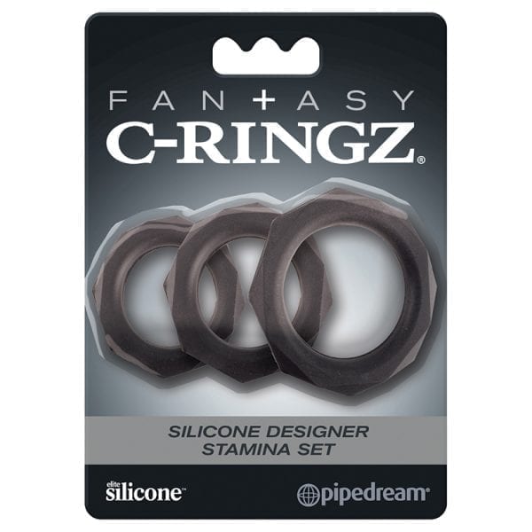Fantasy C-Ringz Silicone Designer Stamina Set-Black - PD5967-23