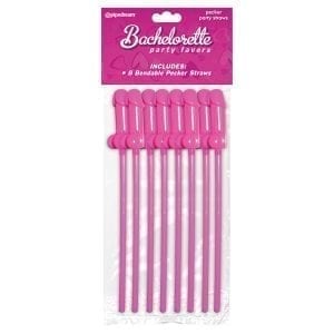 Bachelorette Party Favors Bendable Pecker Straws (8 pcs.) - PD6614-00
