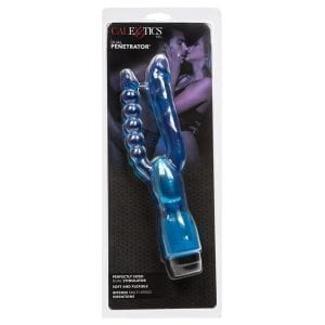 Dual Penetrator With Anal Pearl Beads-Blue 5" - SE834-12