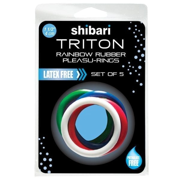 Shibari Triton Rainbow Rubber Pleasure Rings-Assorted Colors (5 packs) - SHI101-01